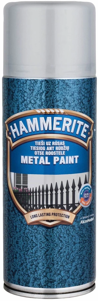 Purškiami metalo dažai HAMMERITE HAMMERED FINISH, sidabro sp., 400 ml