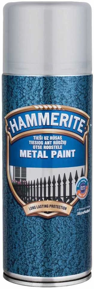 Purškiami metalo dažai HAMMERITE SMOOTH FINISH, sidabro sp., 400 ml