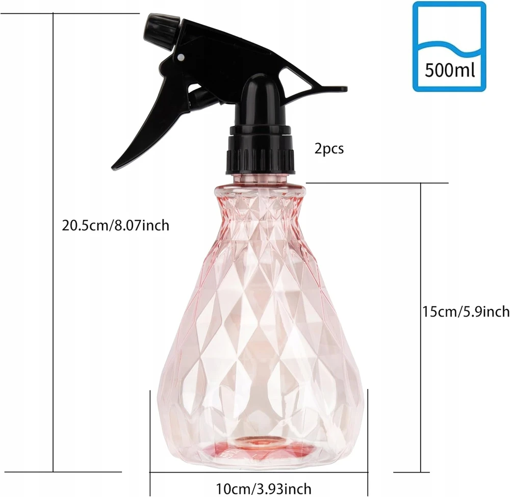 PURŠKIMO BUTELĖS 2 Vnt. 500 ml REGULIUOJAMI DŪMAI ROŽINĖ ERGONOMIKA
