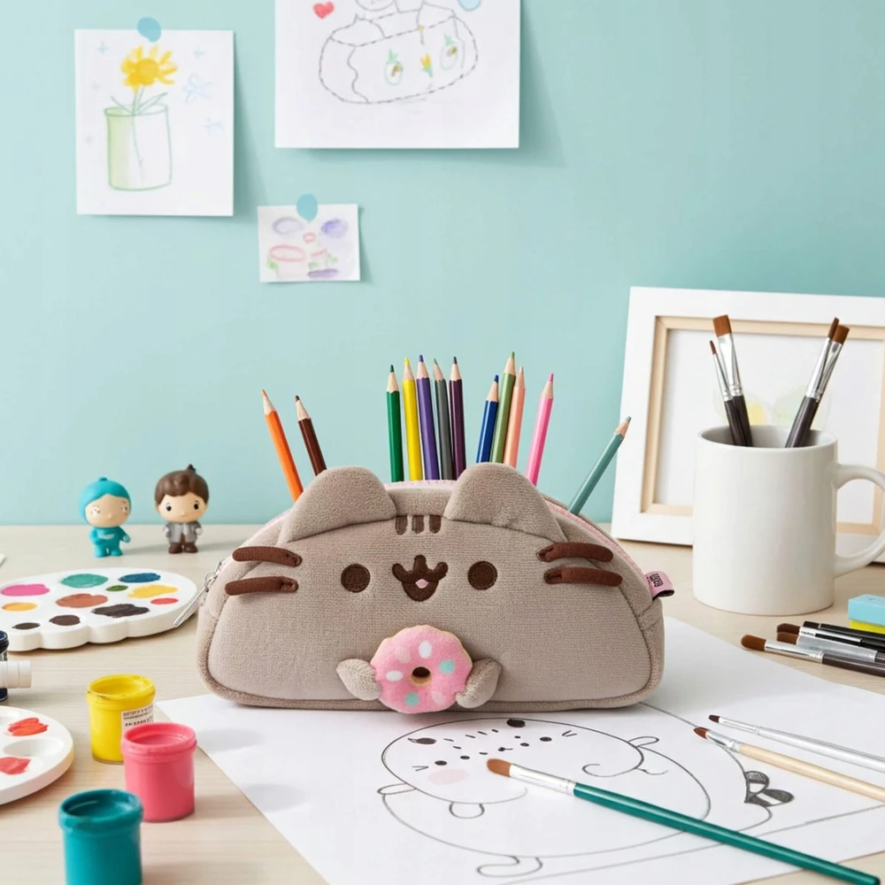 Pusheen School pieštukų dėklai aksesuarams Pliušinis mergaitėms Maišelis