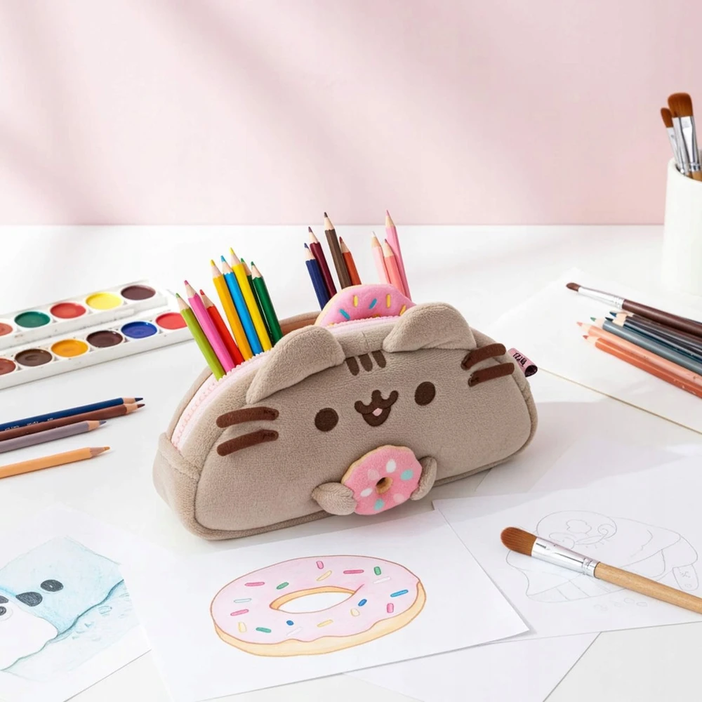 Pusheen School pieštukų dėklai aksesuarams Pliušinis mergaitėms Maišelis