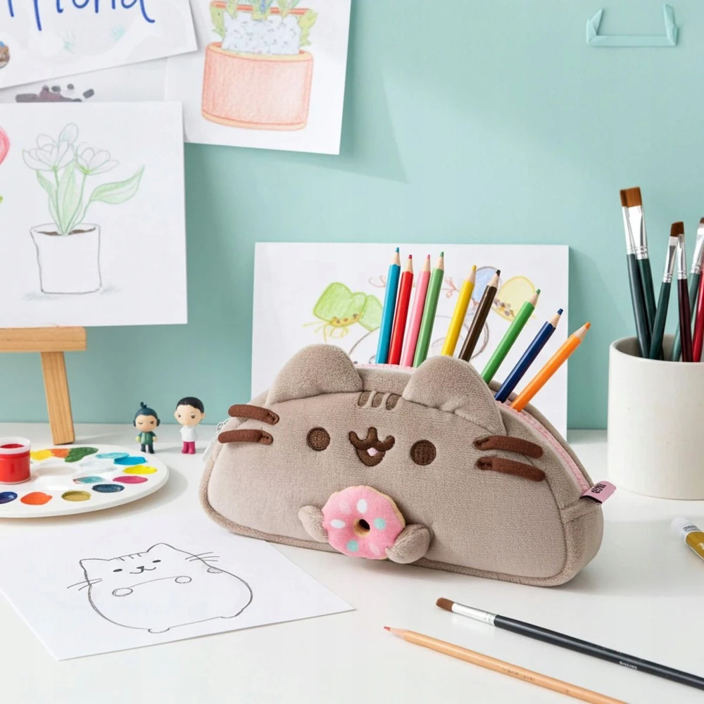 Pusheen School pieštukų dėklai aksesuarams Pliušinis mergaitėms Maišelis