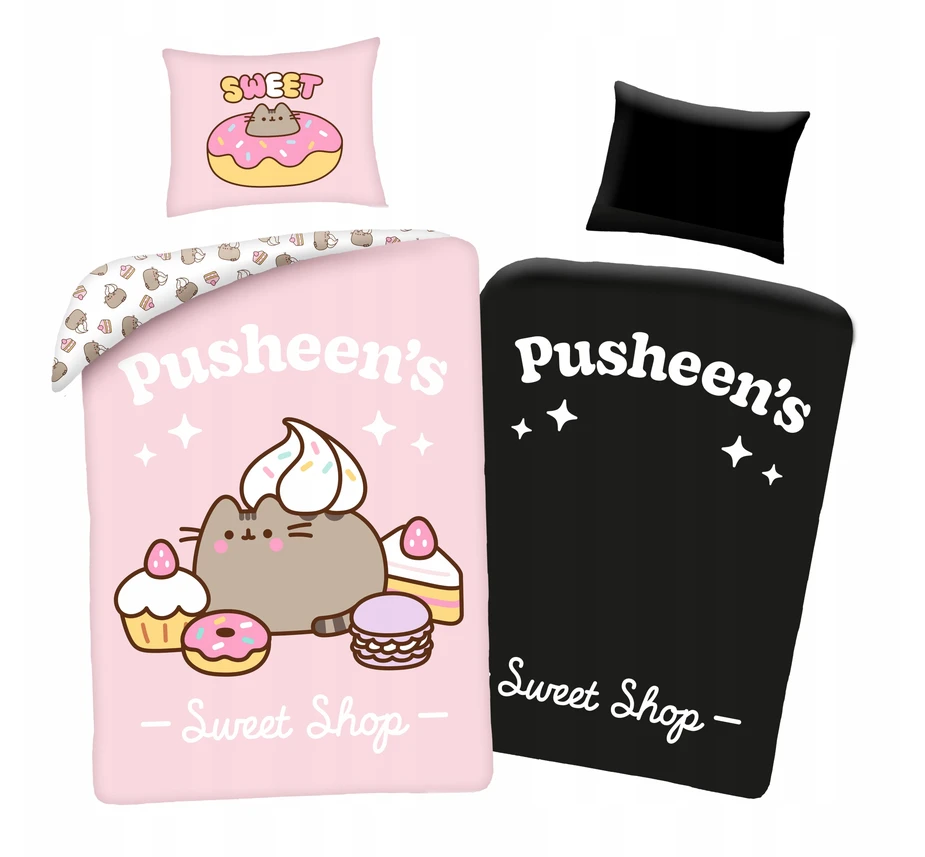 Pusheen vaikiška patalynė 140 x 200 cm Halantex 100% medvilnė kačių kačiukas GLOW
