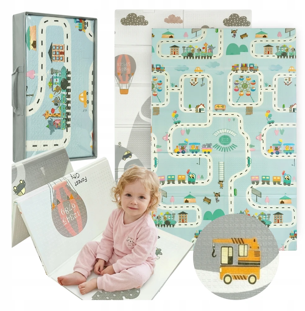 PUTOLŲ KILIMAS VAIKAMS Happy Kiddo Sulankstomas dvipusis 120x180 cm XPE