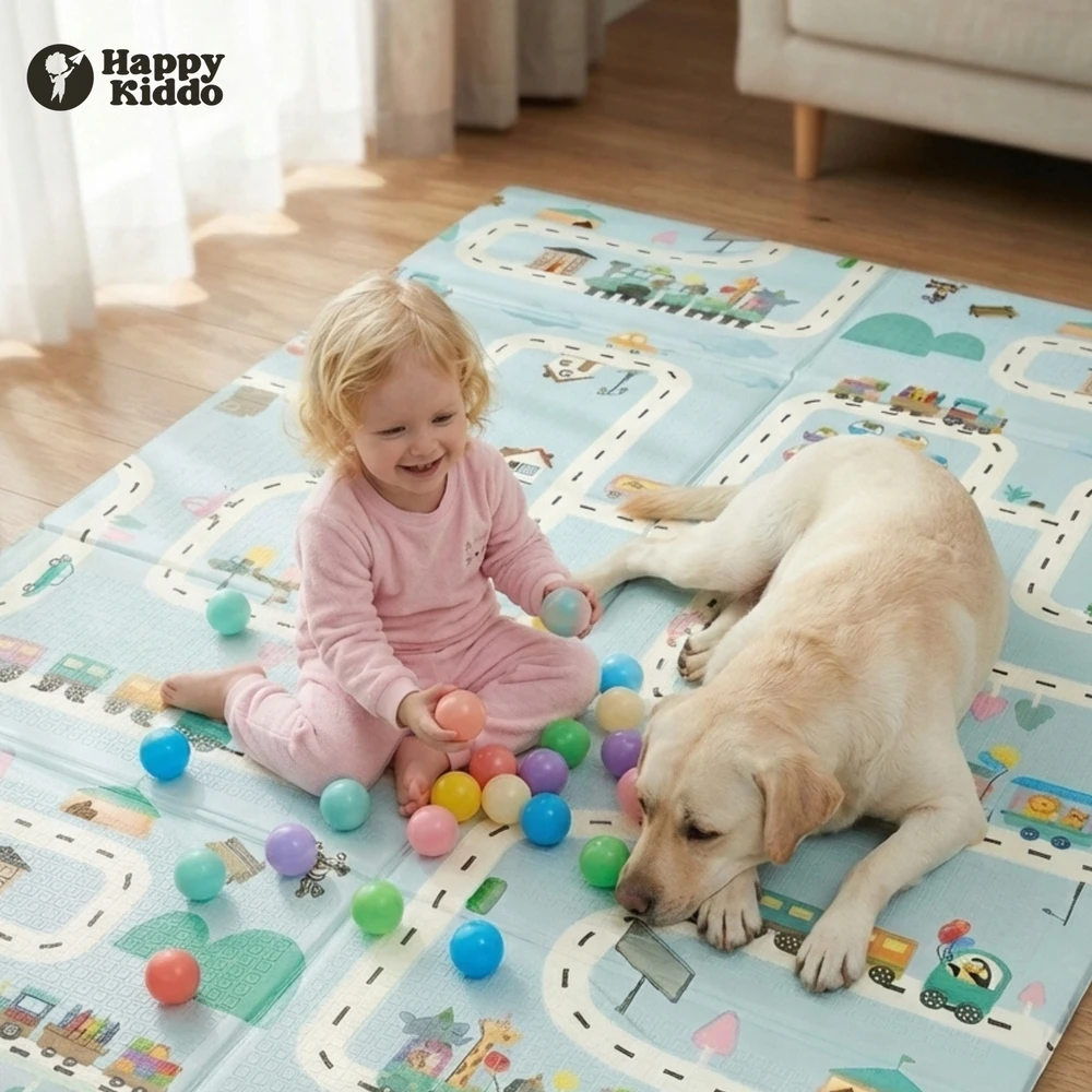 PUTOLŲ KILIMAS VAIKAMS Happy Kiddo Sulankstomas dvipusis 120x180 cm XPE