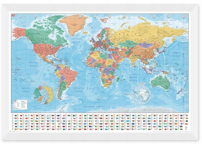 Pyramid Didelis politinis Pasaulio žemėlapis vaikams Sieninis plakatas 91,5x61 cm