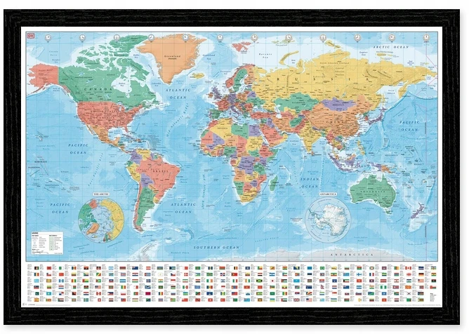 Pyramid Didelis politinis Pasaulio žemėlapis vaikams Sieninis plakatas 91,5x61 cm