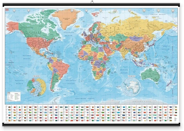 Pyramid Didelis politinis Pasaulio žemėlapis vaikams Sieninis plakatas 91,5x61 cm