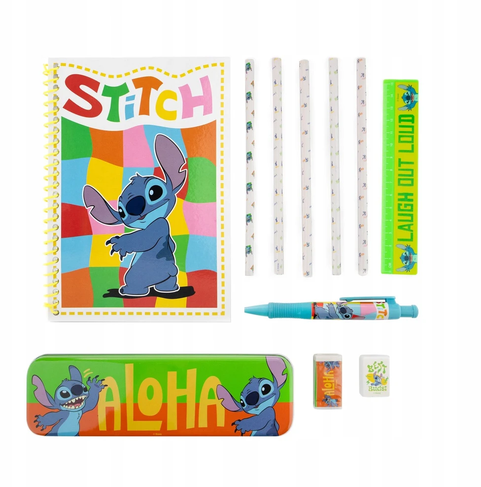 Pyramid Stitch mokyklinių prekių rinkinys: sąsiuvinis, rašiklis, pieštukas