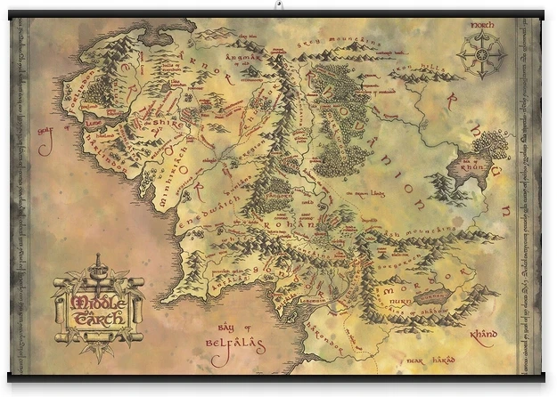 Pyramid Žiedų Valdovo Viduržemio Žemėlapis Plakatas 91,5x61 cm