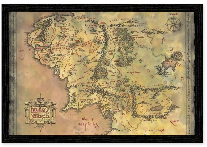 Pyramid Žiedų Valdovo Viduržemio Žemėlapis Plakatas 91,5x61 cm