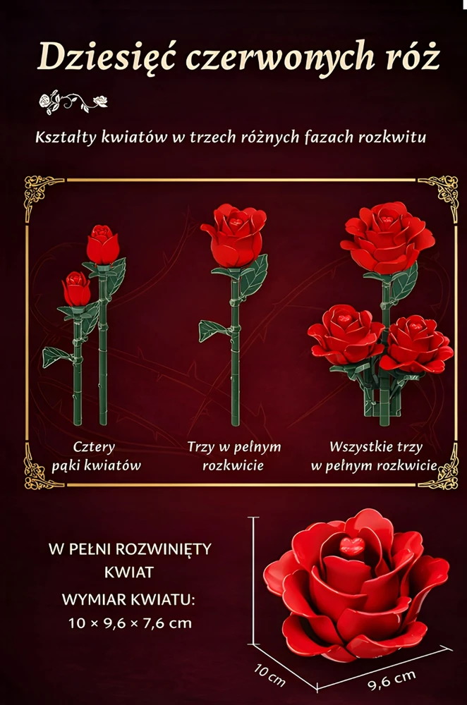 QBI 11156 statybiniai blokeliai Raudonų rožių puokštė