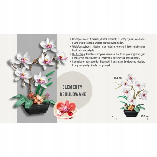 QBI Baltos orchidėjų konstrukcinės kaladėlės 581 vnt