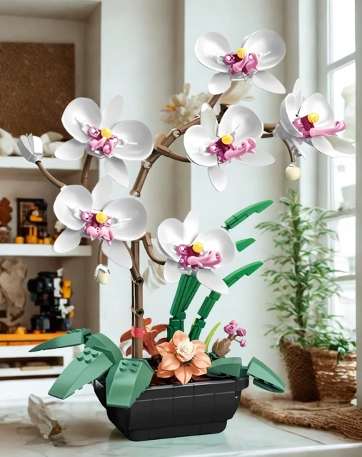 QBI Baltos orchidėjų konstrukcinės kaladėlės 581 vnt
