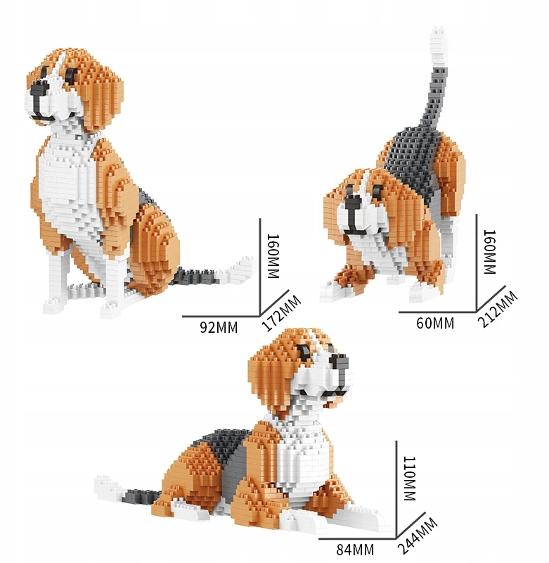 QBI Dog Beagle konstrukcija blokuoja 3in1 įvairias pozas, 1025 elementus