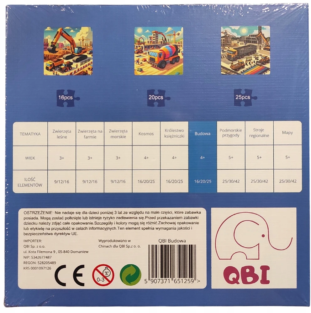 QBI magnetinė dėlionė KONSTRUKCIJA dėlionė 3in1 16/20/25 vnt.