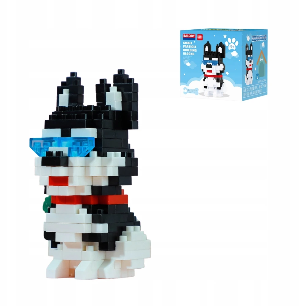 QBI Mini Husky šuo, statybiniai blokeliai 188 vnt.