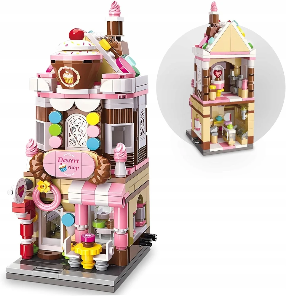 Qman Honey Sweet Dessert House Konditerijos statybiniai blokeliai 344 vnt. kaip dovana