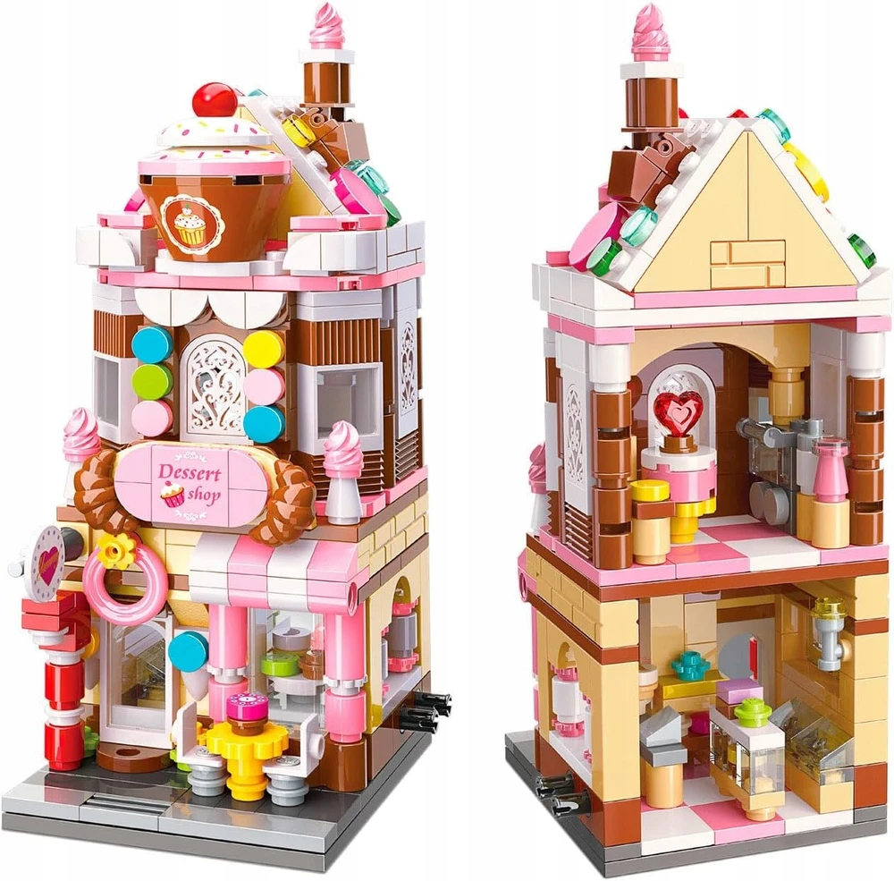 Qman Honey Sweet Dessert House Konditerijos statybiniai blokeliai 344 vnt. kaip dovana