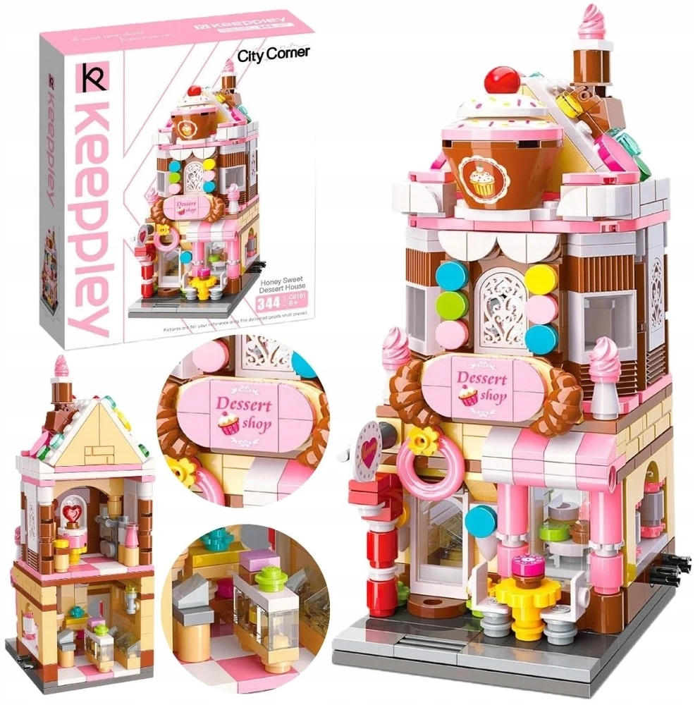 Qman Honey Sweet Dessert House Konditerijos statybiniai blokeliai 344 vnt. kaip dovana