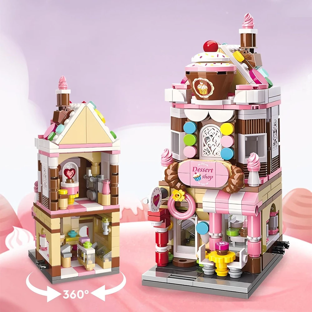 Qman Honey Sweet Dessert House Konditerijos statybiniai blokeliai 344 vnt. kaip dovana