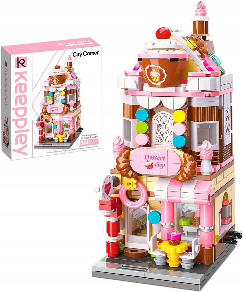 Qman Honey Sweet Dessert House Konditerijos statybiniai blokeliai 344 vnt. kaip dovana