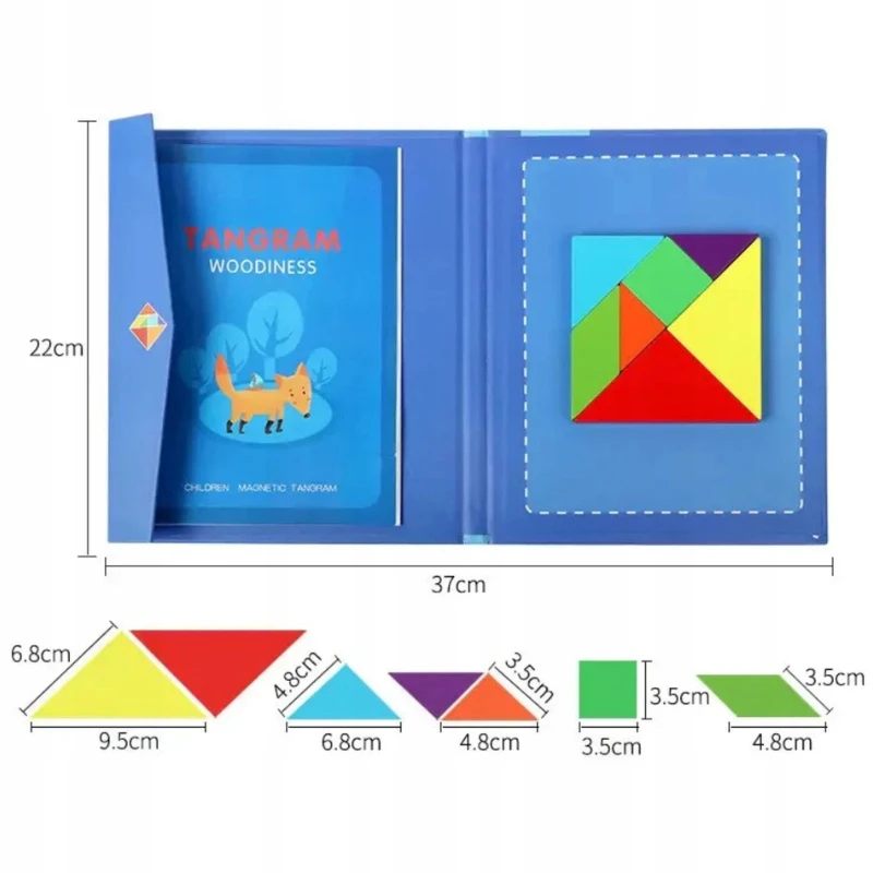 Quatro MAGNETINĖ TANGRAM MEDINĖ dėlionė MAGNETINĖS kaladėlės Mokomasis žaidimas