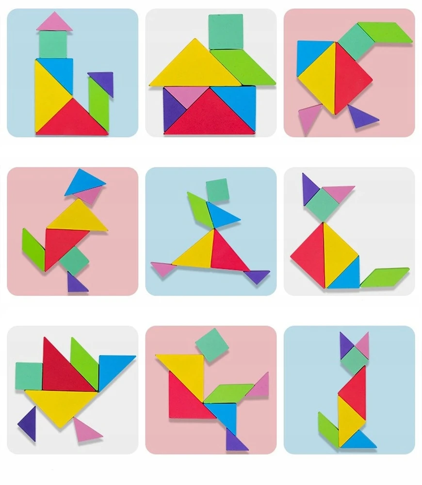 Quatro MAGNETINĖ TANGRAM MEDINĖ dėlionė MAGNETINĖS kaladėlės Mokomasis žaidimas