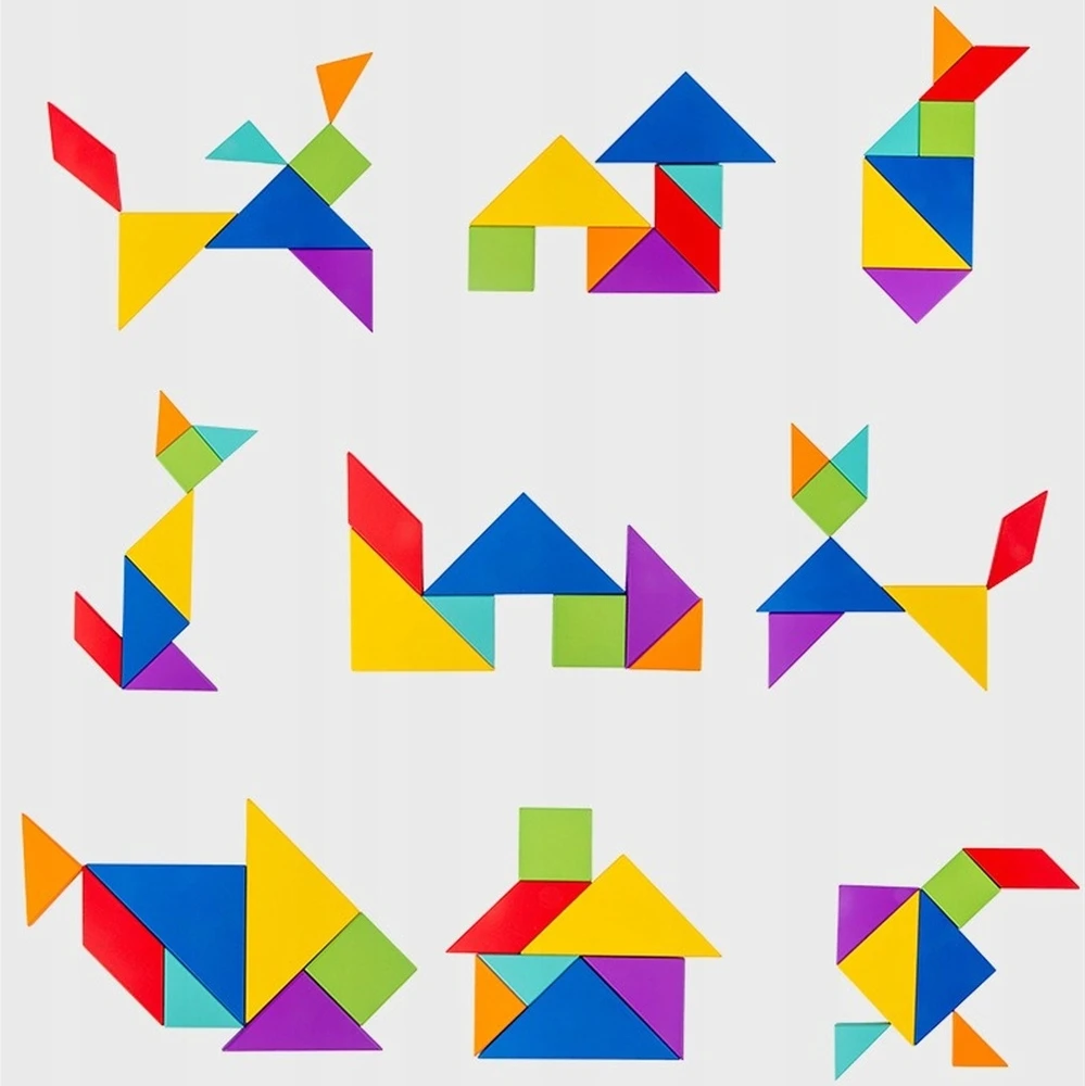 Quatro MAGNETINĖ TANGRAM MEDINĖ dėlionė MAGNETINĖS kaladėlės Mokomasis žaidimas