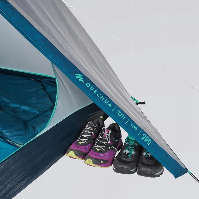Quechua 3-AMENIŲ KEMPINGO PALAPINĖ MH100, TURISTINĖ, ATLIEKA VANDENIUI, LENGVAS SURENKAMA