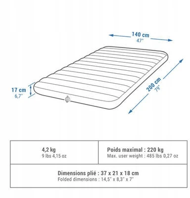 Quechua Air Comfort 140 cm 2 vietų kempingo čiužinys