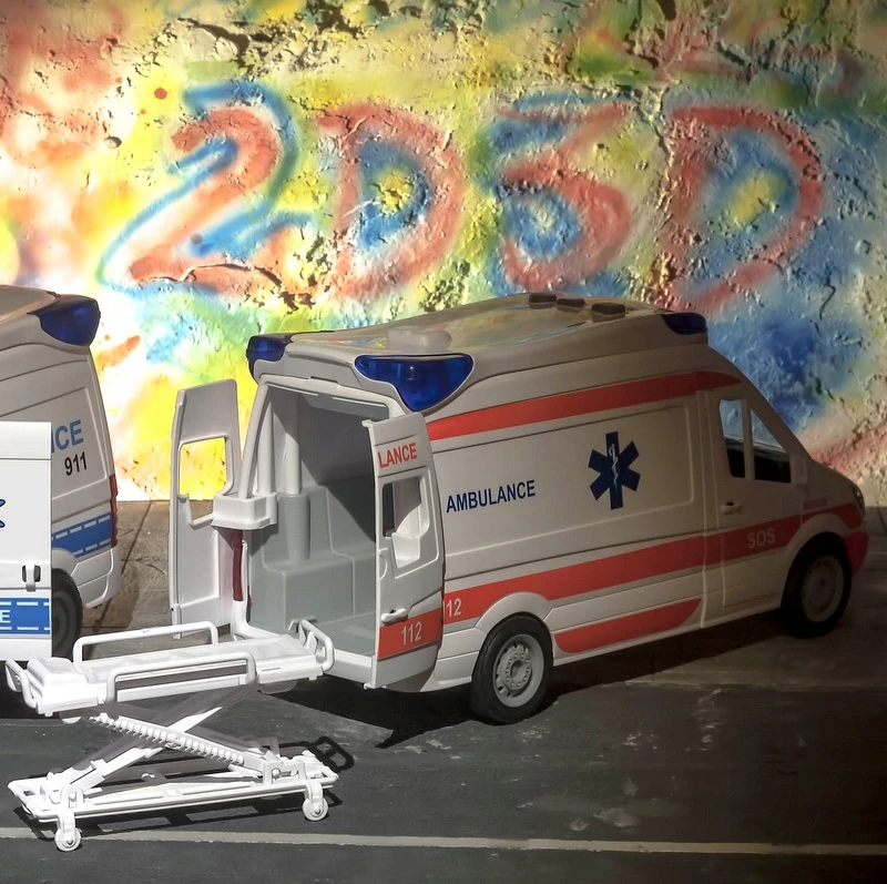 Qulki Automobilis Greitosios medicinos pagalbos automobilis Greitosios pagalbos autobusas važiuoja atidarant duris su neštuvais