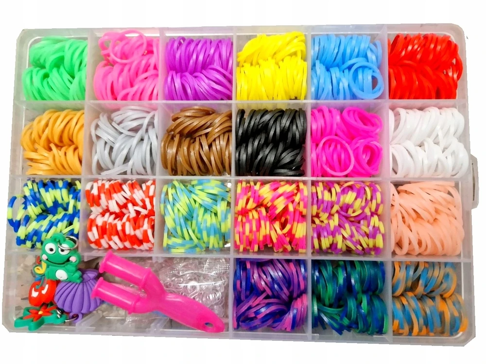 Qulki Didelis rinkinys apyrankėms gaminti iš gumyčių, LOOM BANDS + priedai