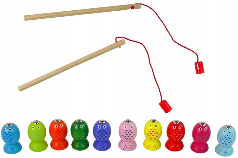 Qulki PAGAUK KIRMĄ MAGNETINĮ MEDINĮ ŽAIDIMĄ KATĖ PAGAUK ŽUVĘ MONTESSORI