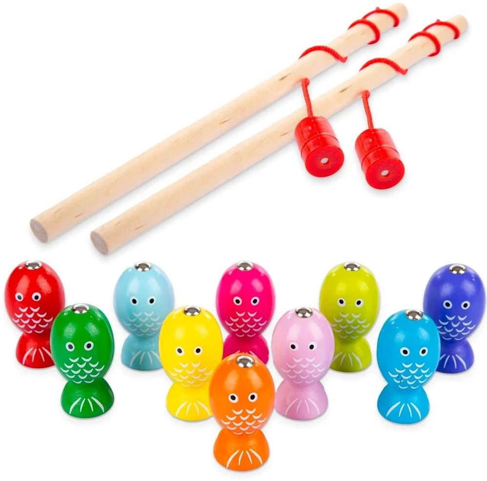 Qulki PAGAUK KIRMĄ MAGNETINĮ MEDINĮ ŽAIDIMĄ KATĖ PAGAUK ŽUVĘ MONTESSORI