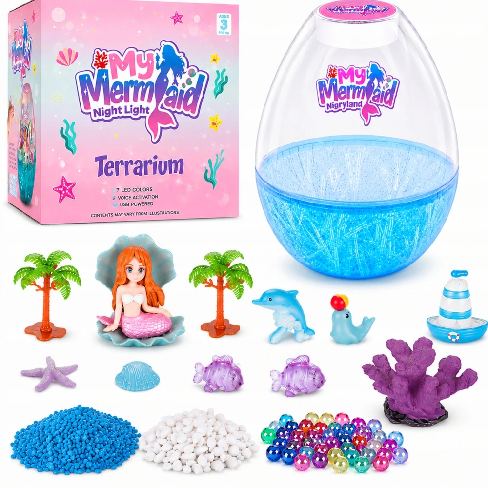 Qulki „Pasidaryk pats“ MERMAID RINKINYS KŪRYBINĖ MAGICAL TERARIUM RUMULĖLIO FONinio apšvietimo lempa L