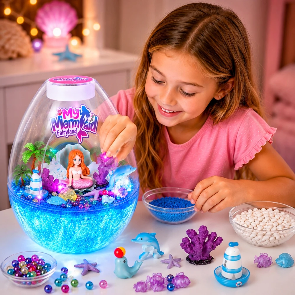 Qulki „Pasidaryk pats“ MERMAID RINKINYS KŪRYBINĖ MAGICAL TERARIUM RUMULĖLIO FONinio apšvietimo lempa L