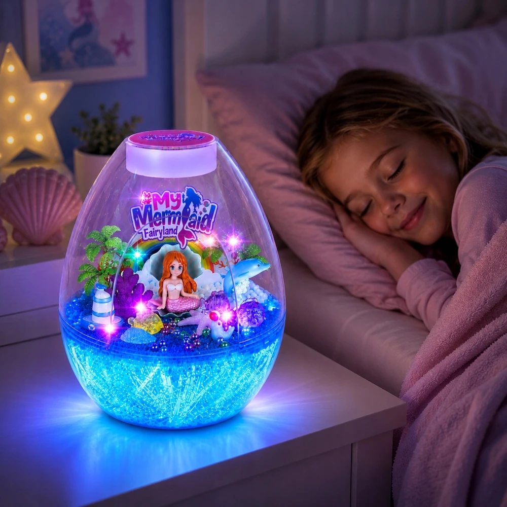 Qulki „Pasidaryk pats“ MERMAID RINKINYS KŪRYBINĖ MAGICAL TERARIUM RUMULĖLIO FONinio apšvietimo lempa L