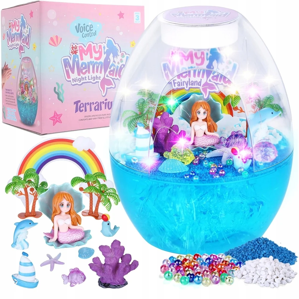 Qulki „Pasidaryk pats“ MERMAID RINKINYS KŪRYBINĖ MAGICAL TERARIUM RUMULĖLIO FONinio apšvietimo lempa L