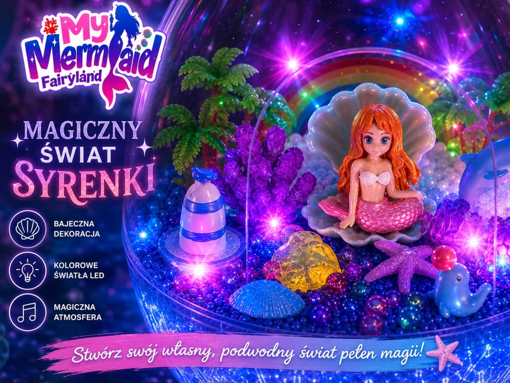 Qulki „Pasidaryk pats“ MERMAID RINKINYS KŪRYBINĖ MAGICAL TERARIUM RUMULĖLIO FONinio apšvietimo lempa L
