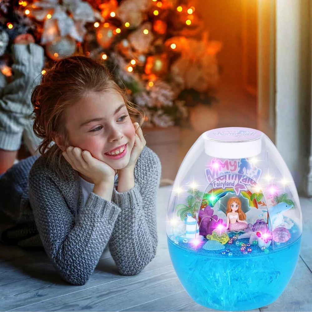 Qulki „Pasidaryk pats“ MERMAID RINKINYS KŪRYBINĖ MAGICAL TERARIUM RUMULĖLIO FONinio apšvietimo lempa L