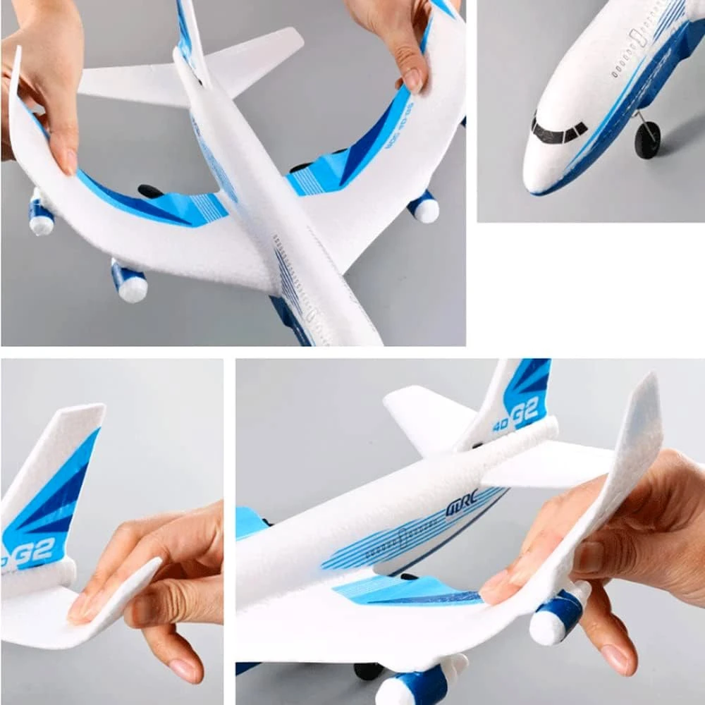 Qulki STYROFOAM KELEIVINIS LĖKTUVAS SKRADOMAS NUOTOLINIO KONTROLĖS RC DIDELIS 39 cm LED