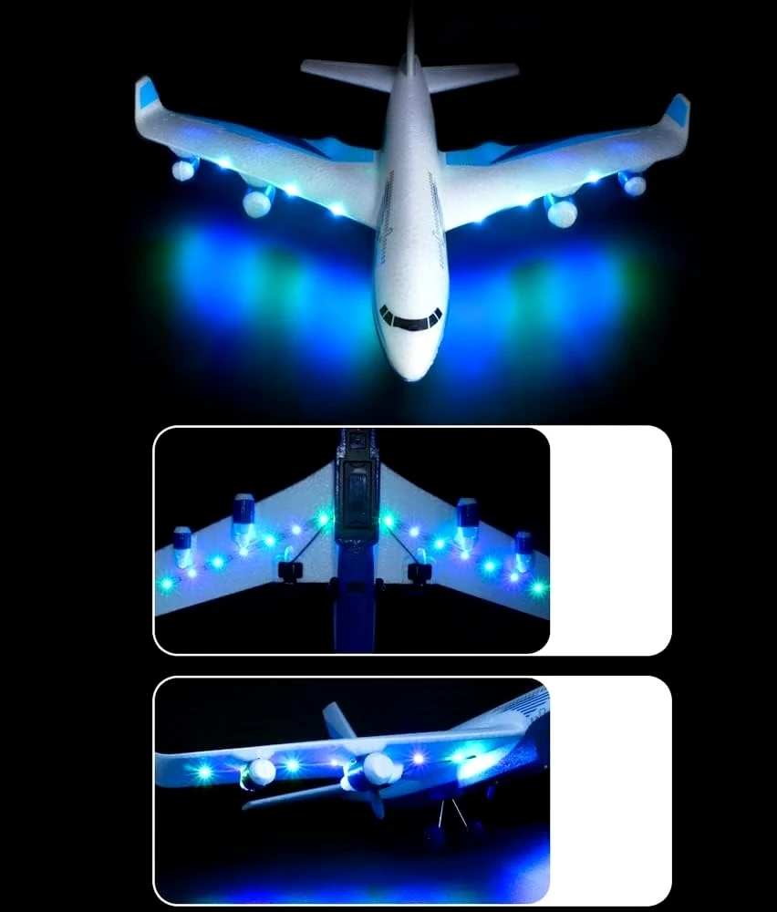 Qulki STYROFOAM KELEIVINIS LĖKTUVAS SKRADOMAS NUOTOLINIO KONTROLĖS RC DIDELIS 39 cm LED