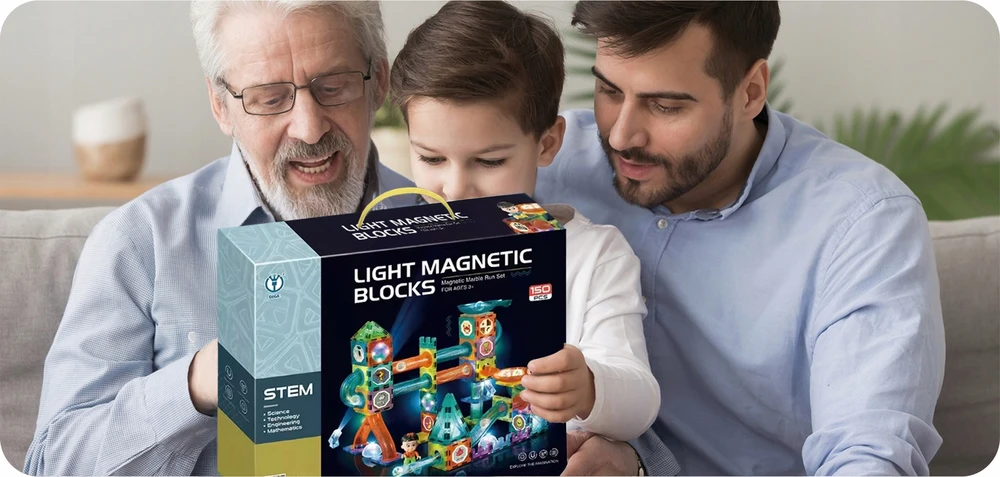 R2 XXL MAGNETINIAI BLOKAI SVĖTINANTIS KULODROMAS, didelis dovanų rinkinys