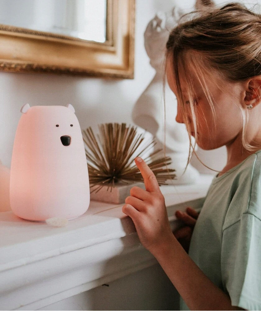 Rabbit & Friends Meškiuko lempa su nuotolinio valdymo pultu - rožinė