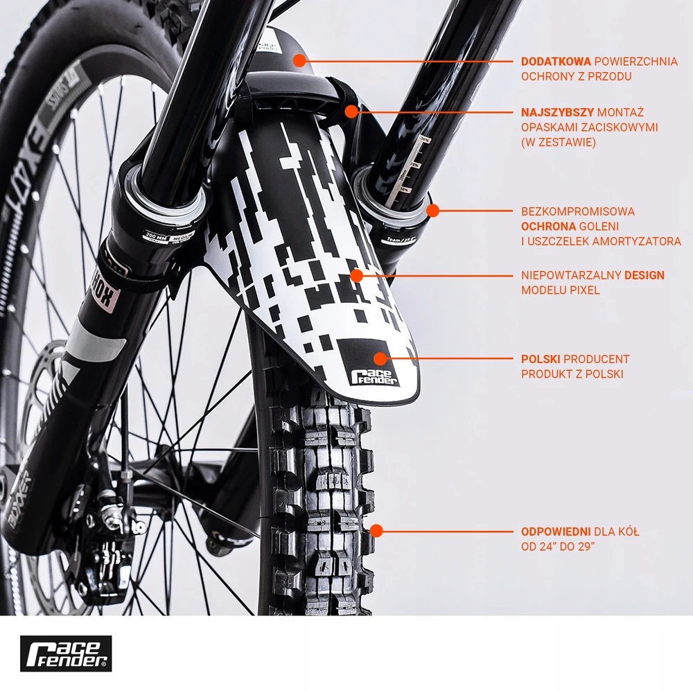 RaceFender Pixel MTB Enduro DH E-Bike dviračio purvasaugis