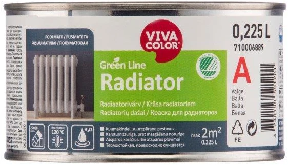 Radiatorių dažai VIVACOLOR Žalias LINE RADIATOR, pusiau matiniai, baltos sp., 225 ml