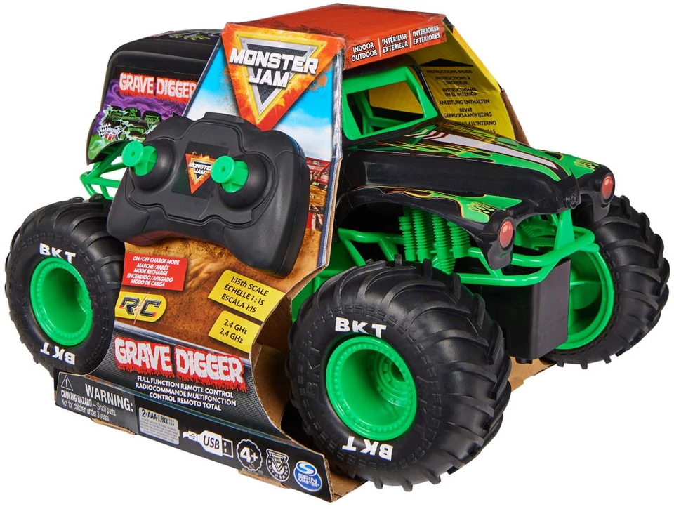 Nuotoliniu būdu valdomas visureigis MONSTER JAM RC Smash & Bash Grave Digger