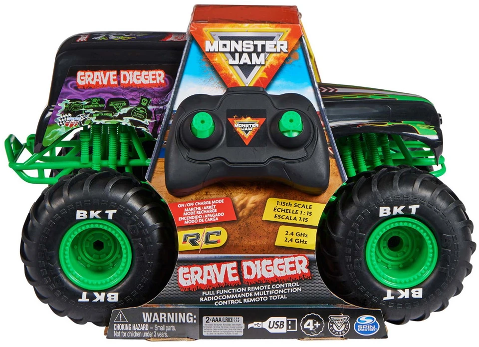 Nuotoliniu būdu valdomas visureigis MONSTER JAM RC Smash & Bash Grave Digger