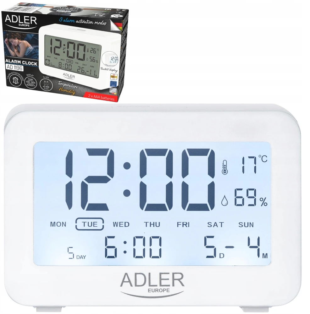 Adler | Žadintuvas | AD 1196w | Signalizacijos funkcija | Baltas